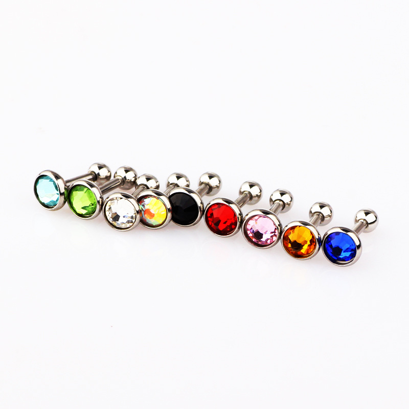 Flat Head Ear Bone Stud Earrings Lip Nail Eyebrow Nail Piercing Jewelry 5mm Red Stainless Steel - Image 3