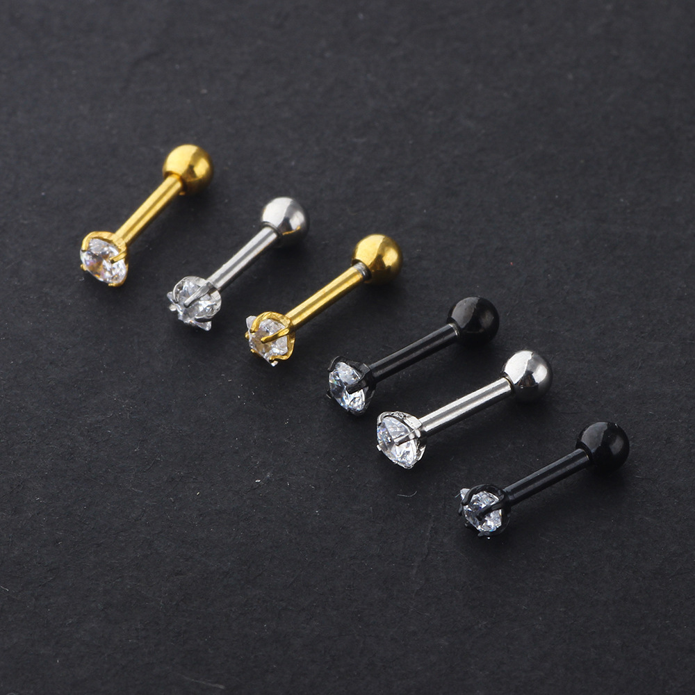 Rose Gold Round Zircon Stud Earrings for Women Men Fashion Geometric Ear Jewelry - Image 3
