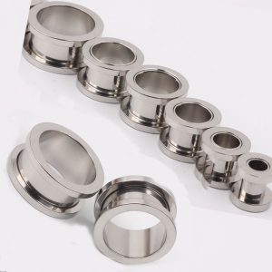 1 Piece Stainless Steel Electroplated Black Silver Color Pulley Ear Piercing Jewelry - Hot-Selling Ear Expander 1.2-25mm