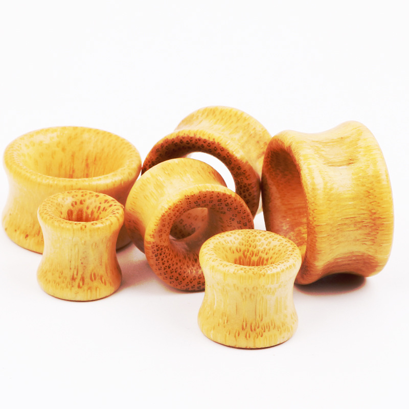 Ear Expansion Set 3 Pairs Wood Bamboo Stainless Steel Body Piercing Jewelry 20mm - Image 3