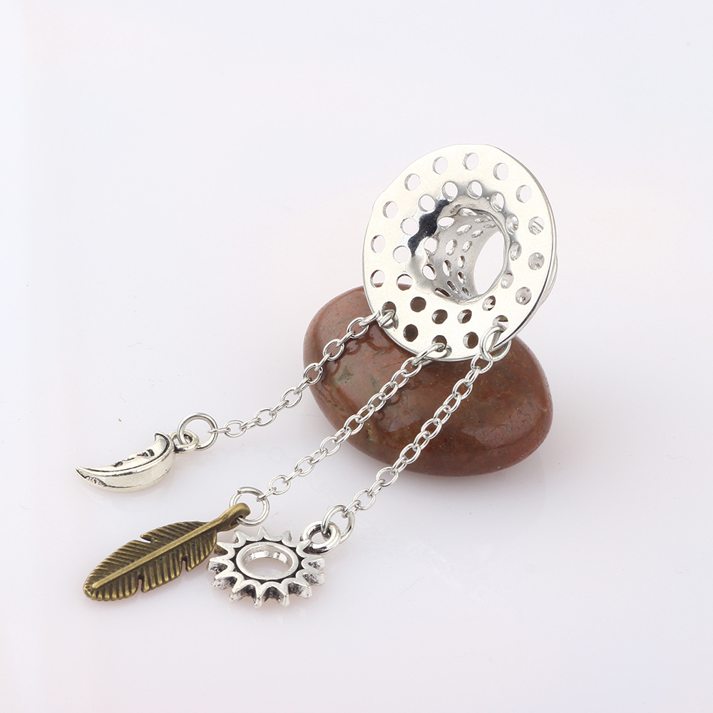 Hollow Copper Sun Moon Ear Expansion Body Piercing Jewelry 18mm - Image 3