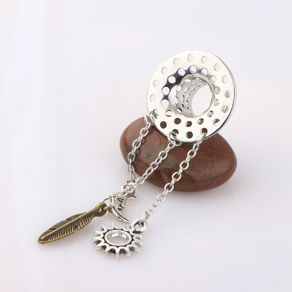 Hollow Copper Sun Moon Ear Expansion Body Piercing Jewelry 18mm - Image 2