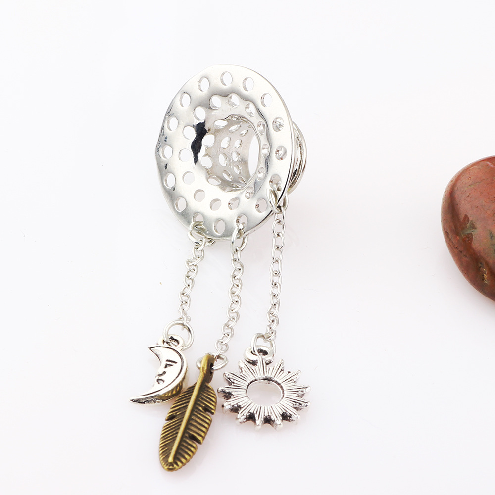 Hollow Copper Sun Moon Ear Expansion Body Piercing Jewelry 18mm - Image 5