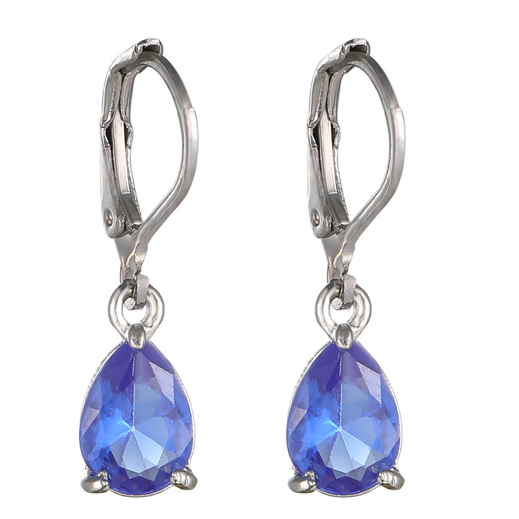 Fashion Water Drop Zircon Pendant Earrings Multi-Color Spot Wholesale Alloy Ear Piercing Jewelry - Image 3