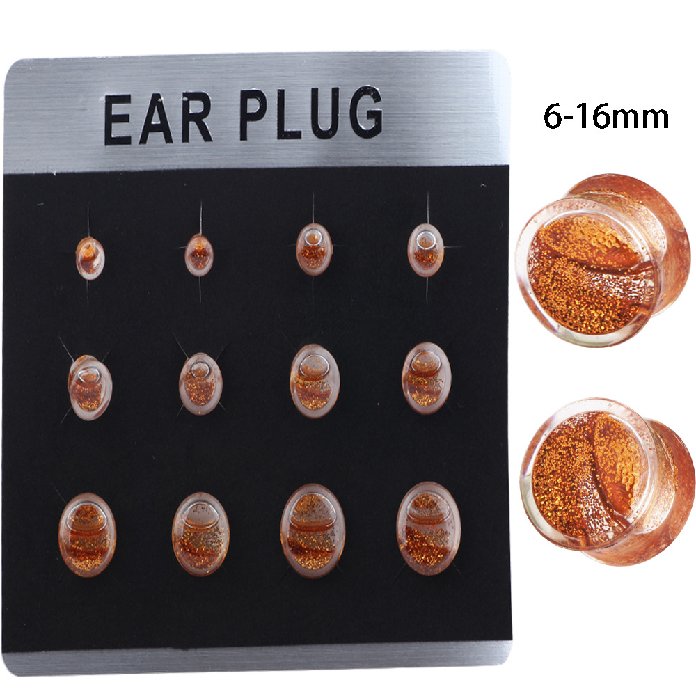 Acrylic Glow Liquid Ear Expander Stretcher 12Pcs Card Pack - Geometric Ear Gauges - Image 2