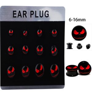 Trendy Punk Geometric Acrylic Ear Plug Tunnels - Dropping Oil Logo Cylindrical Pulley Ear Expansion Jewelry 8#