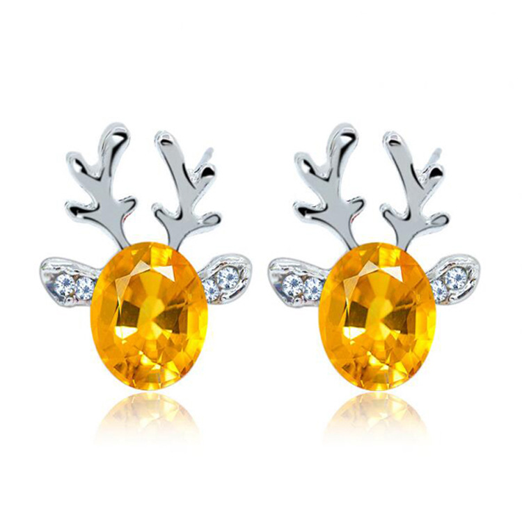 Luxury Crystal Reindeer Antler Earrings 2024 Summer New Arrival Gold Plated Alloy Ear Jewelry - Image 4