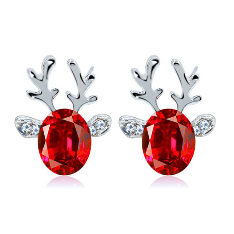 Luxury Crystal Reindeer Antler Earrings 2024 Summer New Arrival Gold Plated Alloy Ear Jewelry - Image 2