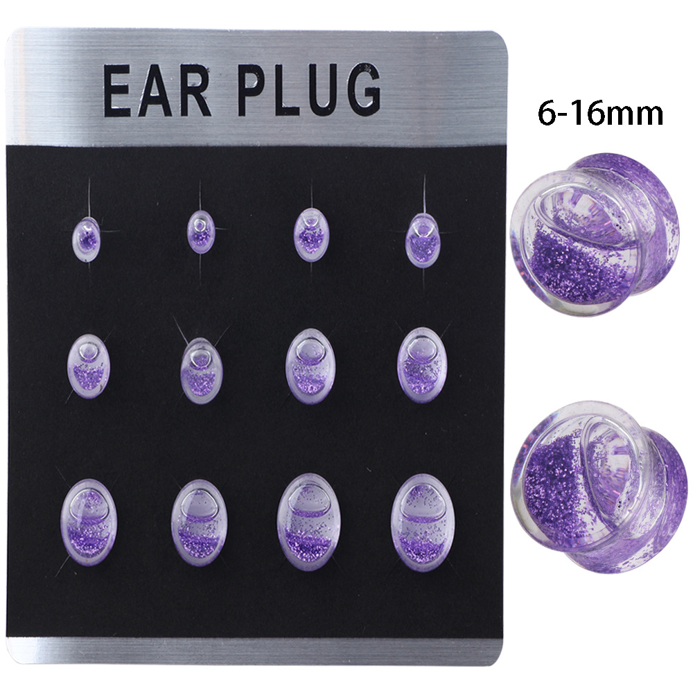 Acrylic Glow Liquid Ear Expander Stretcher 12Pcs Card Pack - Geometric Ear Gauges - Image 5