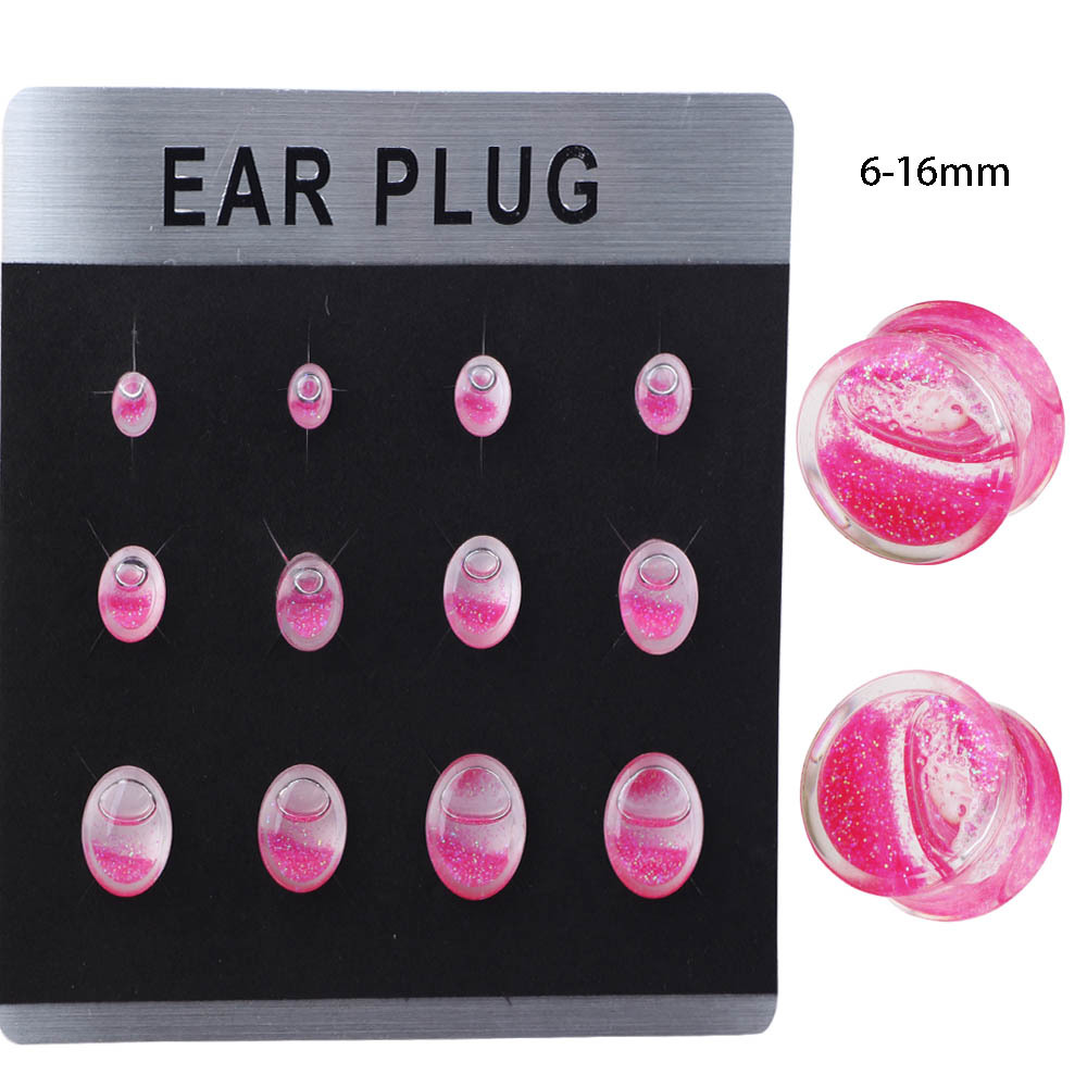 Acrylic Glow Liquid Ear Expander Stretcher 12Pcs Card Pack - Geometric Ear Gauges - Image 4