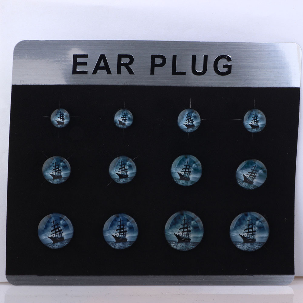 Trendy Punk Acrylic Ear Gauges Dropping Oil Logo Cylindrical Pulley Ear Expansion Tunnels 2022 Summer - Image 4