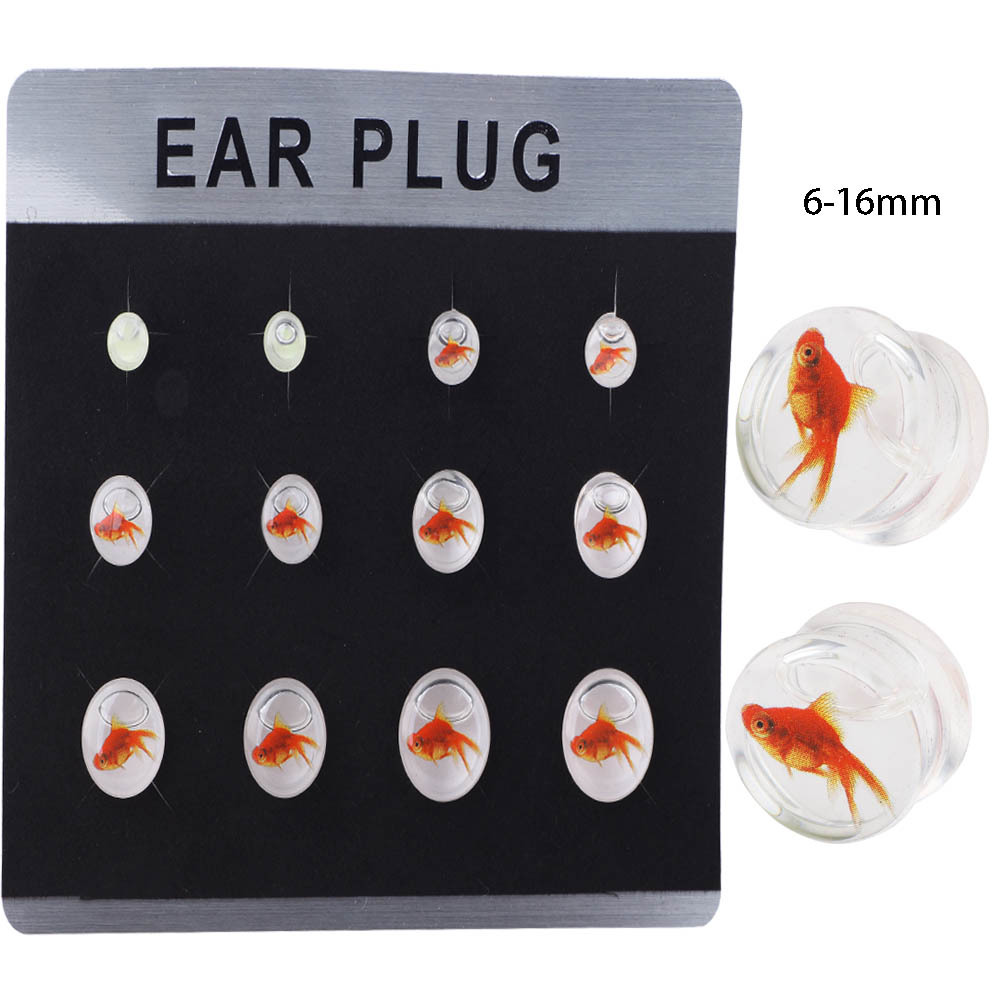 Acrylic Glow Liquid Ear Expander Stretcher 12Pcs Card Pack - Geometric Ear Gauges - Image 3