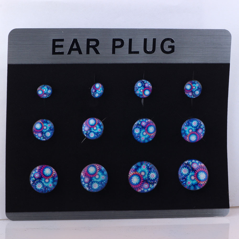 Trendy Punk Geometric Acrylic Ear Plug Tunnels - Dropping Oil Logo Cylindrical Pulley Ear Expansion Jewelry 8# - Image 5