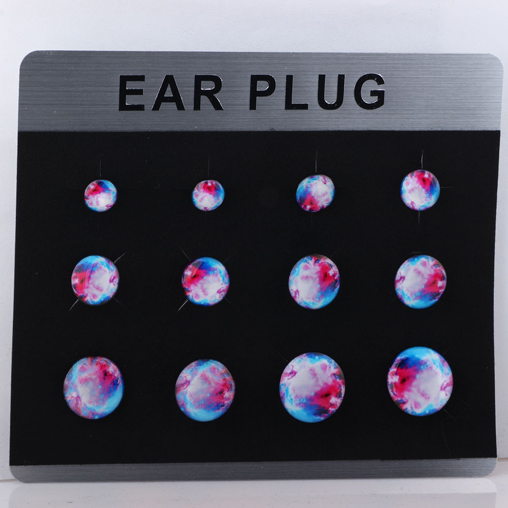 Trendy Punk Acrylic Ear Gauges Dropping Oil Logo Cylindrical Pulley Ear Expansion Tunnels 2022 Summer - Image 2