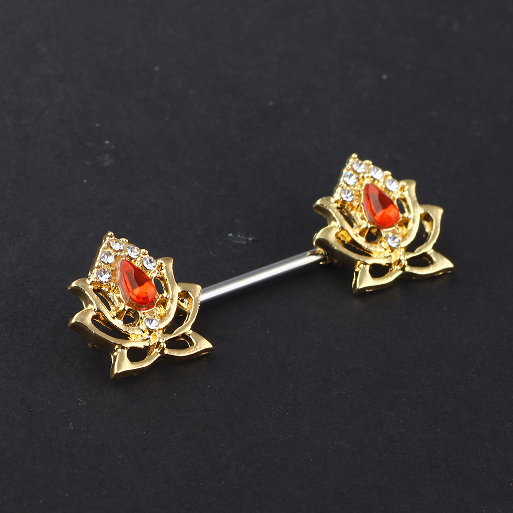Gold Lotus Water Drop Earrings - Geometric 316L Surgical Steel Ear Piercing Jewelry for Women Fashion - Image 4