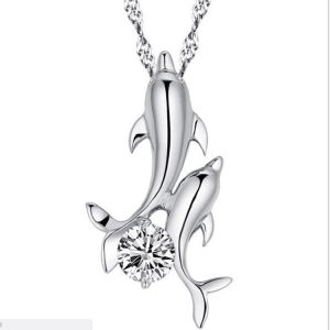 Korean Jewelry Dolphin Couple Necklace Inlaid Zircon Diamond Women's Necklace Hot Sale