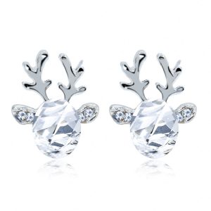 Luxury Crystal Reindeer Antler Earrings 2024 Summer New Arrival Gold Plated Alloy Ear Jewelry