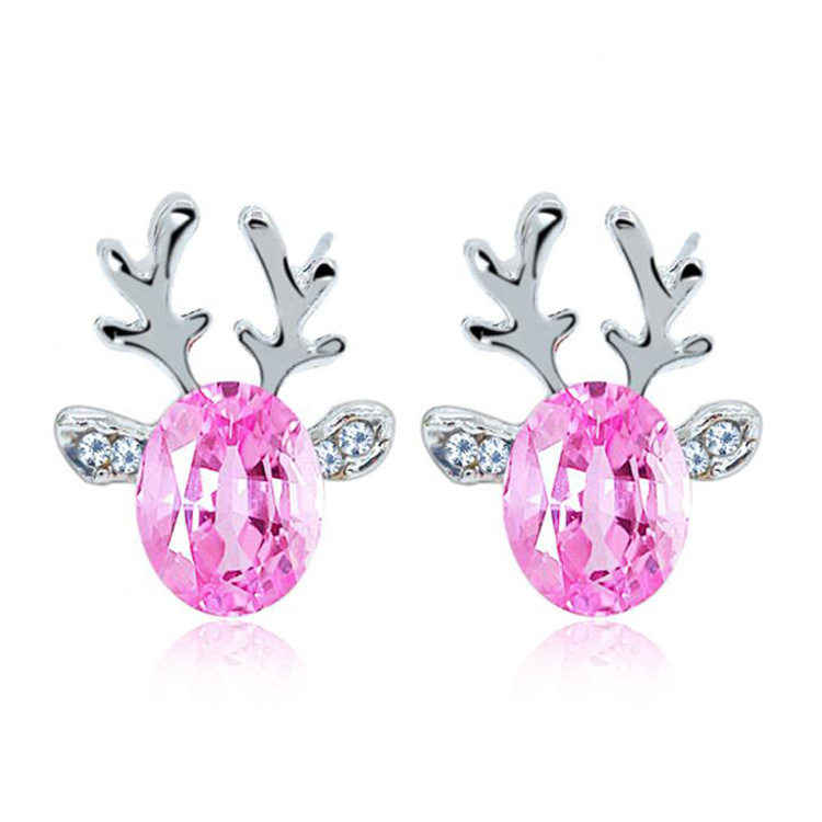 Luxury Crystal Reindeer Antler Earrings 2024 Summer New Arrival Gold Plated Alloy Ear Jewelry - Image 3