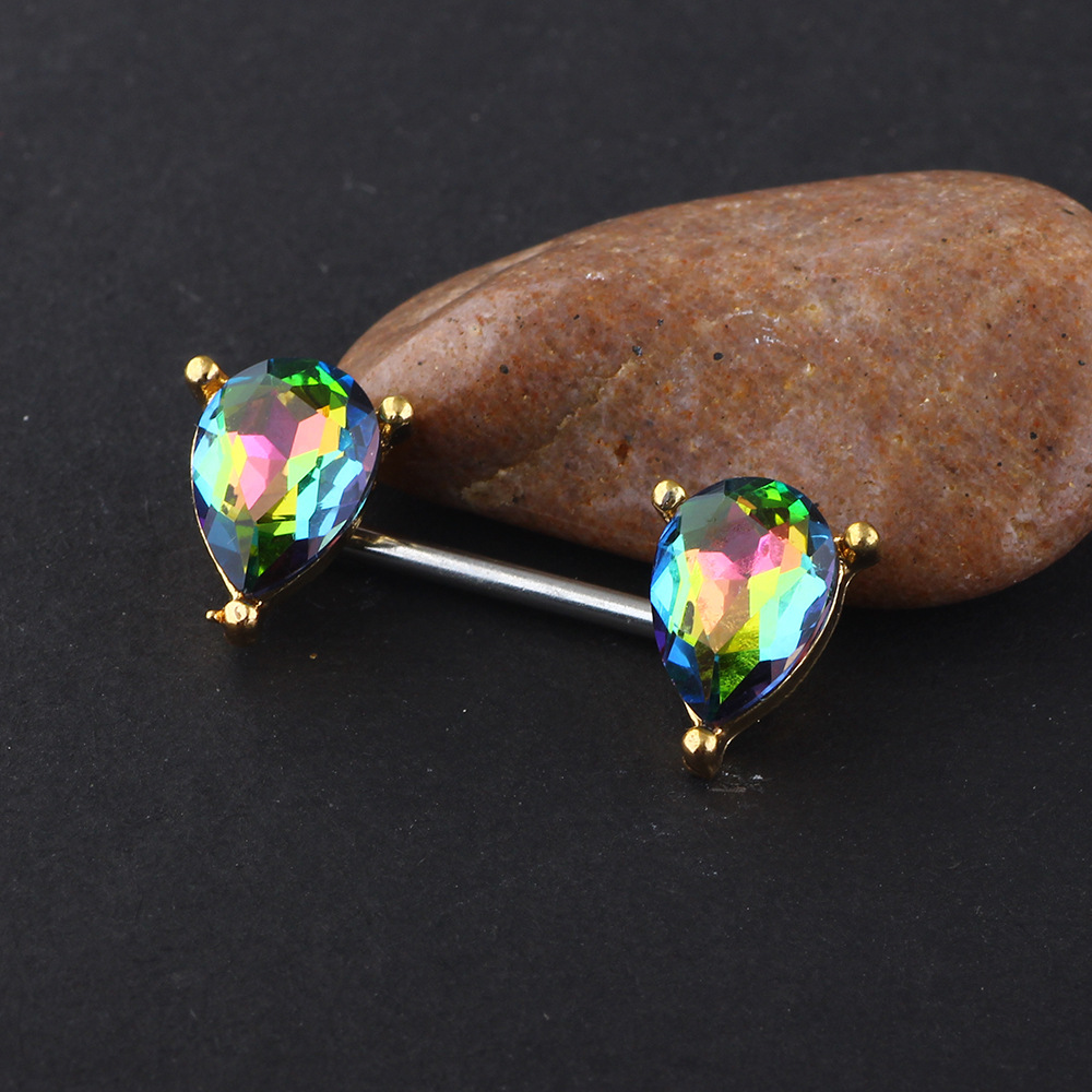 Stainless Steel Double Water Drop Ring Earrings - 7 Color Water Drop Nail Ear Cuff - Gold Geometric Ins Style Piercing Jewelry - Image 4