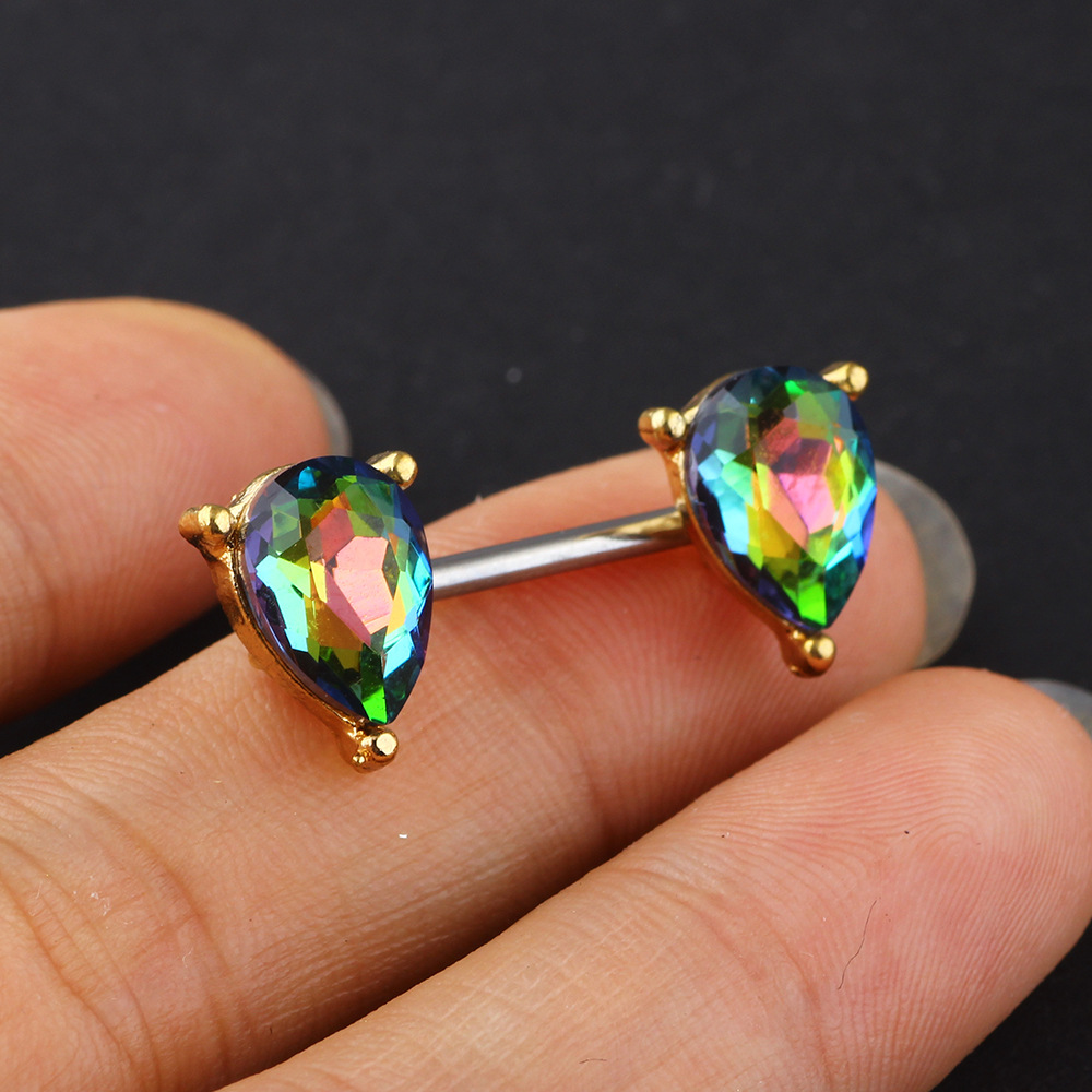 Stainless Steel Double Water Drop Ring Earrings - 7 Color Water Drop Nail Ear Cuff - Gold Geometric Ins Style Piercing Jewelry - Image 3