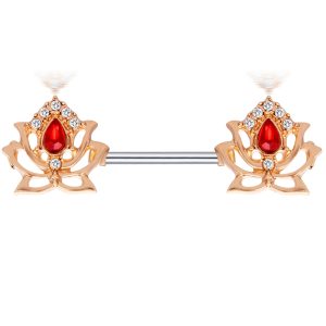 Gold Lotus Water Drop Earrings - Geometric 316L Surgical Steel Ear Piercing Jewelry for Women Fashion
