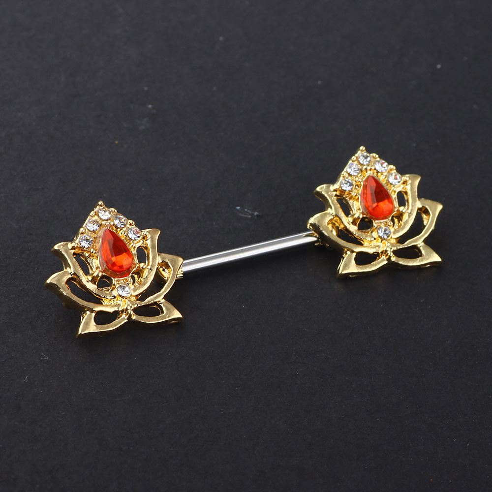 Gold Lotus Water Drop Earrings - Geometric 316L Surgical Steel Ear Piercing Jewelry for Women Fashion - Image 5
