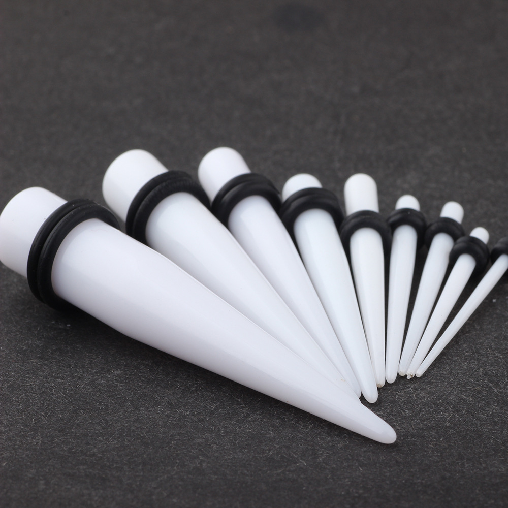 Trendy Acrylic Ear Expander - White Pointed Cone for Cartilage Ear Stretching - Image 2