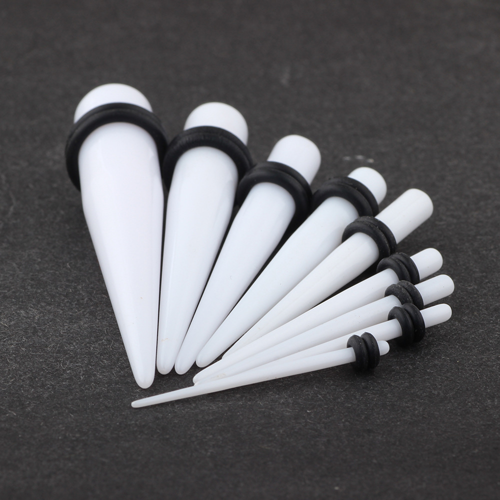 Trendy Acrylic Ear Expander - White Pointed Cone for Cartilage Ear Stretching - Image 3