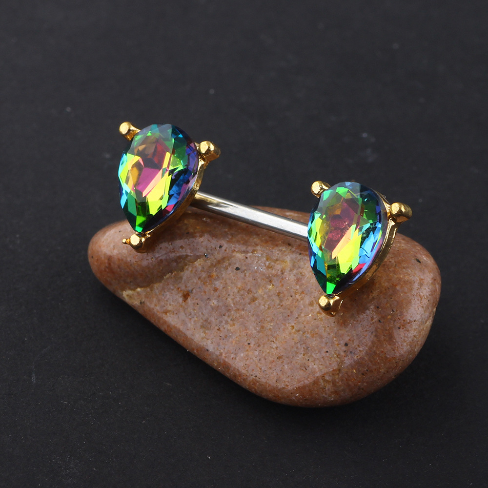 Stainless Steel Double Water Drop Ring Earrings - 7 Color Water Drop Nail Ear Cuff - Gold Geometric Ins Style Piercing Jewelry - Image 2