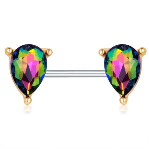 Stainless Steel Double Water Drop Ring Earrings - 7 Color Water Drop Nail Ear Cuff - Gold Geometric Ins Style Piercing Jewelry