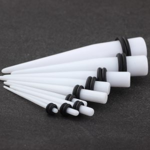 Trendy Acrylic Ear Expander - White Pointed Cone for Cartilage Ear Stretching