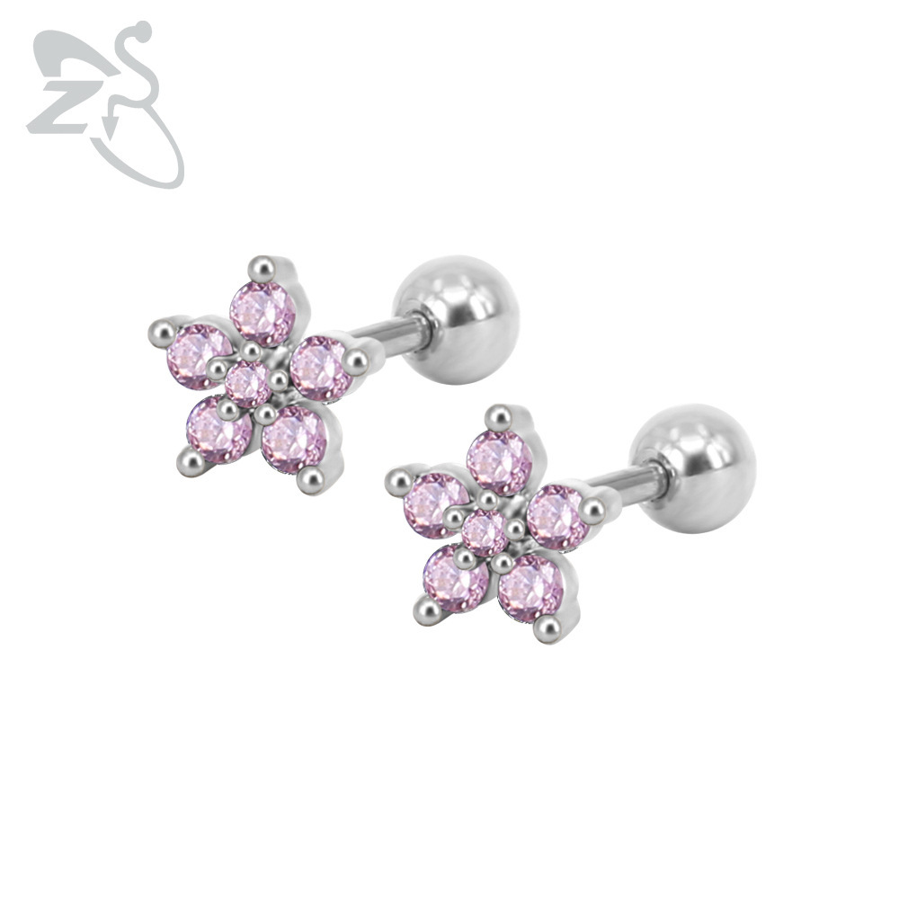 European and American Star Zircon Earrings Women's Personalized Stainless Steel Ear Piercing Jewelry - Image 5