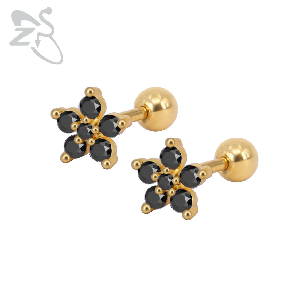 European and American Star Zircon Earrings Women's Personalized Stainless Steel Ear Piercing Jewelry - Image 4