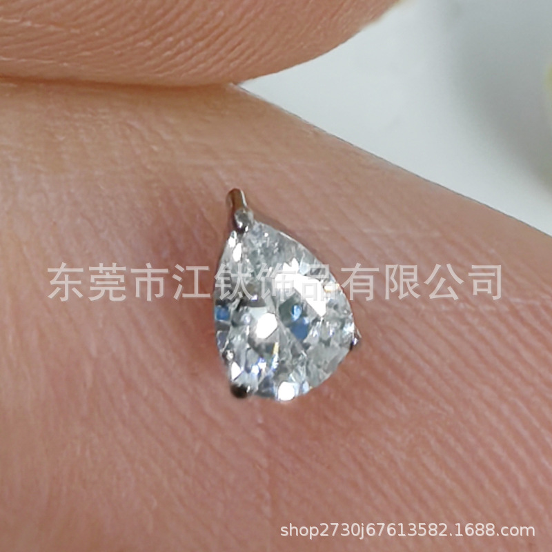 G23 Titanium Water Drop Lip Nail Claw Set with 5A Zircon ASTM F136 Titanium Alloy Body Piercing Ear Bone Nail - Image 4