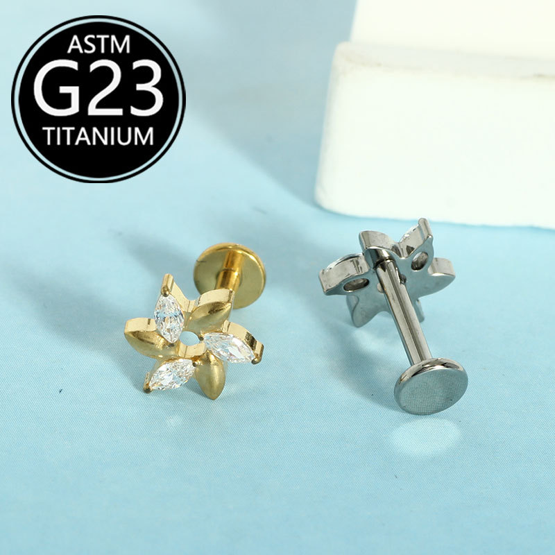 G23 Titanium Lip Piercing Jewelry Fashionable Zircon Labret Stud for Unisex - Image 5