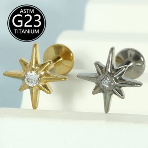 G23 Titanium Lip Stud Star Shape Elegant Autumn Winter Fashion Single Earring