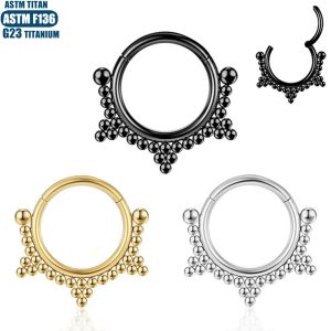 G23 Titanium Alloy Bead Cluster Cartilage Earring Hinged Seamless Ring Cross Border Fashion Nose Hoop