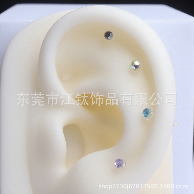 G23 Titanium Alloy Nose Nail with Czech Diamond, Body Piercing Earring for Cartilage - Image 3
