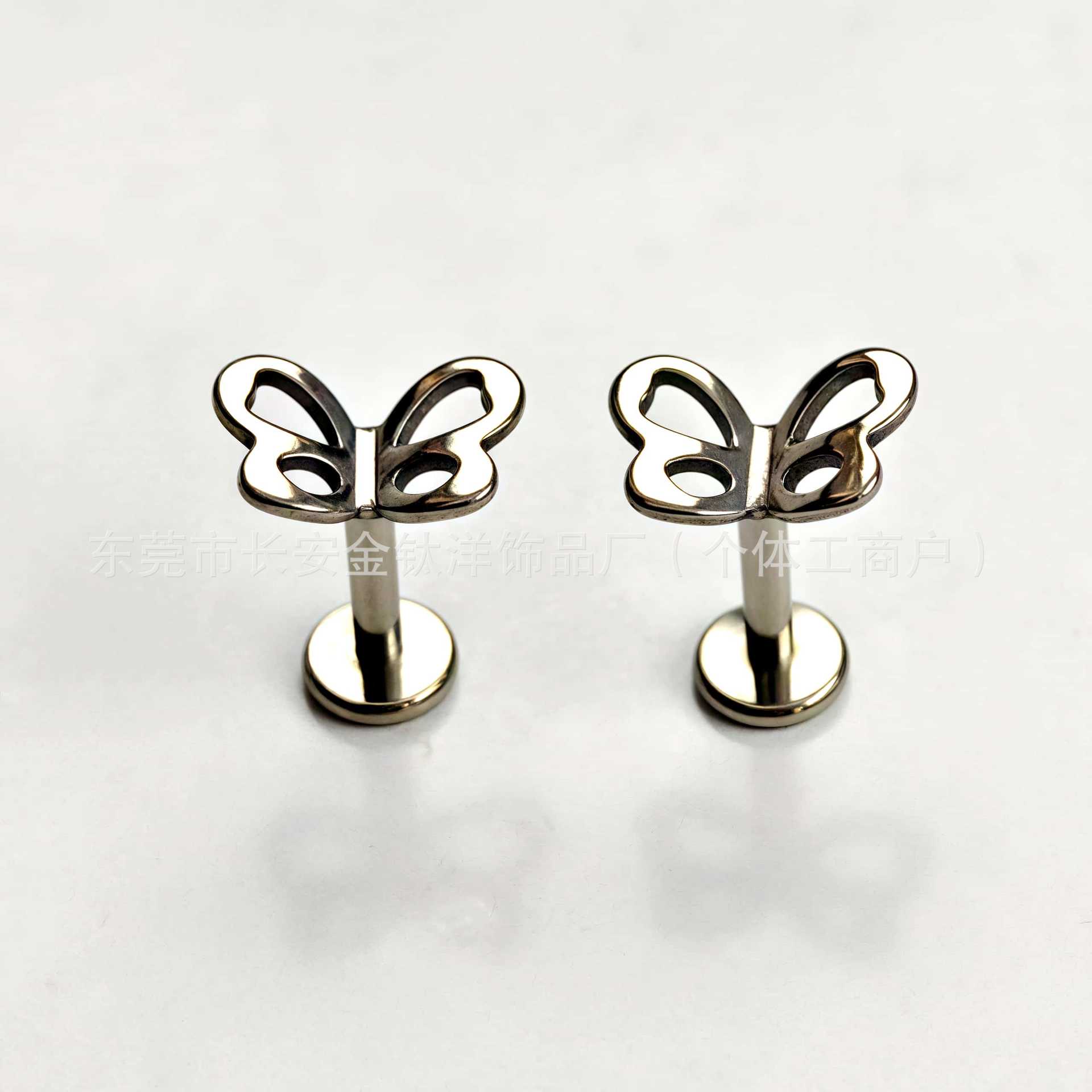 F136 Titanium Hollow Butterfly Threaded Ear Nail Stud Ear Piercing Jewelry G23 Titanium Alloy - Image 3