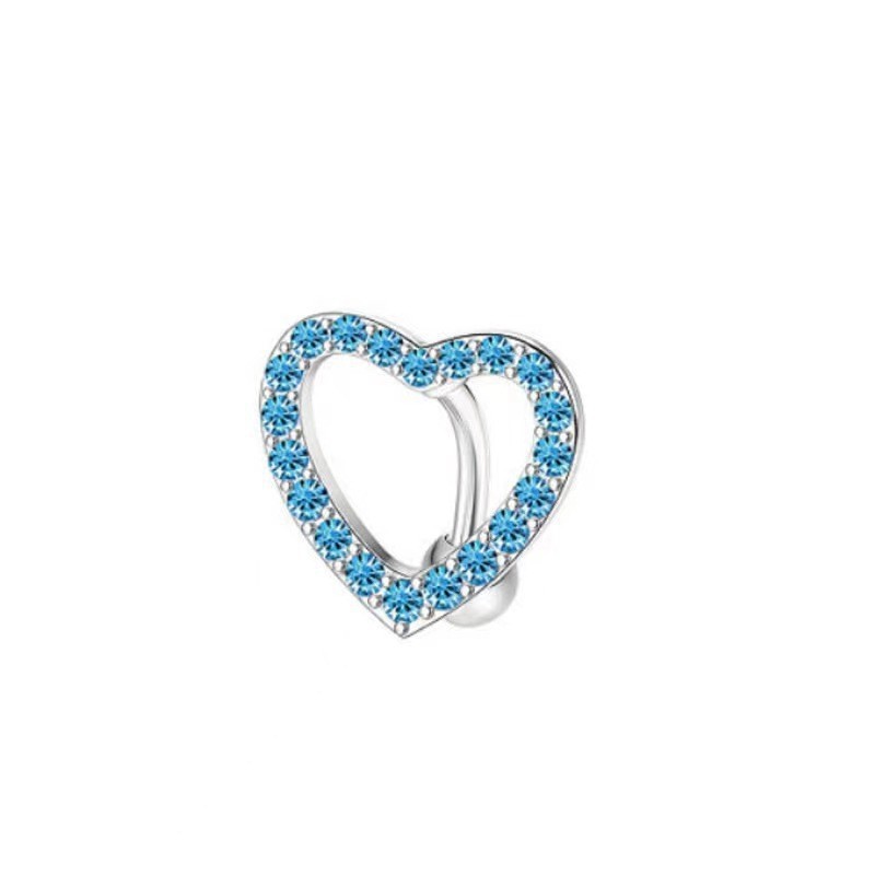 Heart-Shaped Stainless Steel Belly Button Ring with Zircon, Fashionable Women's Navel Piercing Jewelry - Image 4