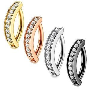 Stainless Steel Zircon Black Nail Navel Ring Body Piercing Jewelry Unisex Simple Geometric