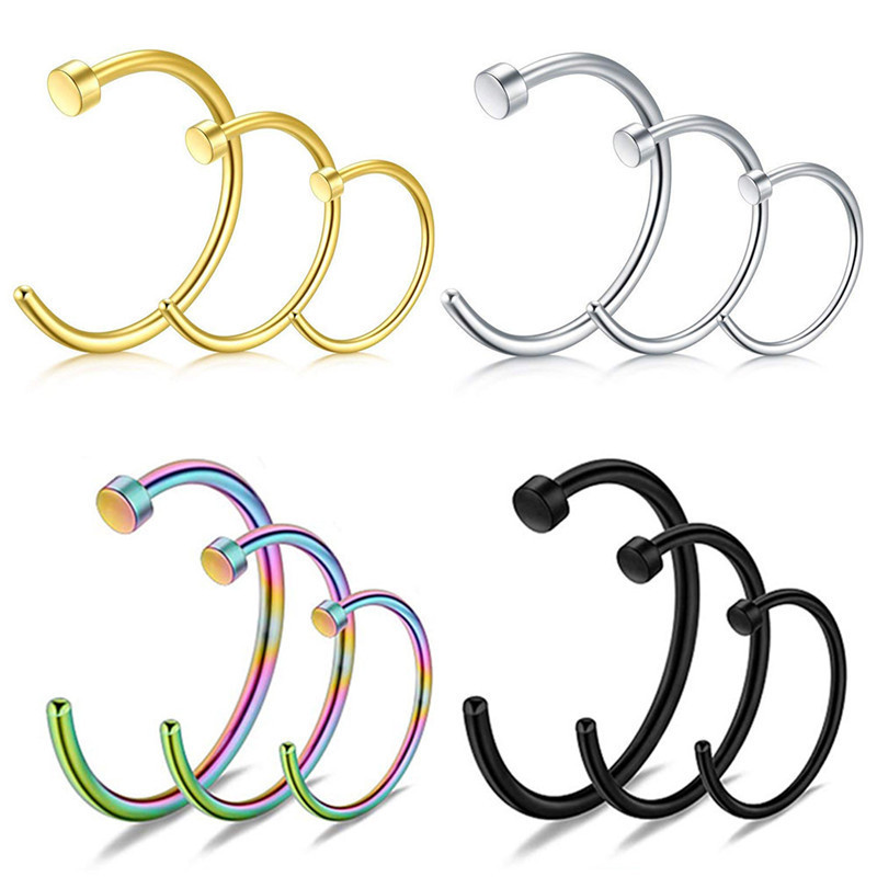 G23 Titanium Alloy Vacuum Plated Non-Pierced Hidden C-Bar Nose Ring Lip Ring Lip Nail - Image 3