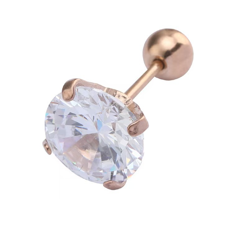 Stainless Steel Zircon Huazi Earrings Simple Fashionable Small Earrings Korean Unisex Ear Pin - Image 5