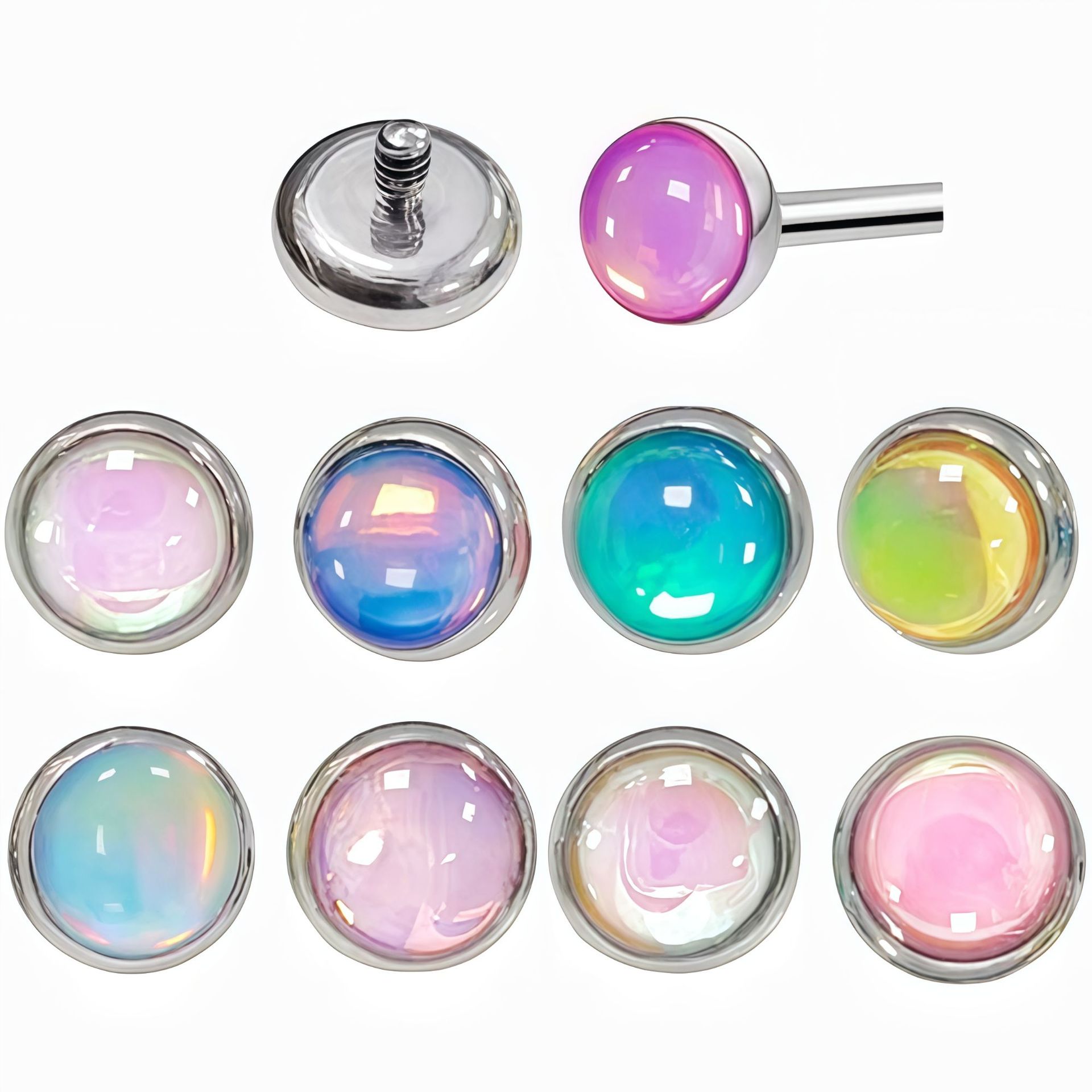F136 Titanium Gradient Earrings Glitter Film Oil Dripping Lip Nails G23 Titanium Alloy Body Piercing Jewelry Ear Bone Nails - Image 2