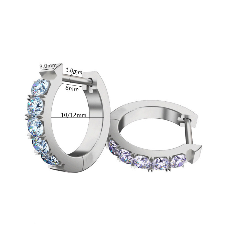 Titanium Alloy F136 Implant-Grade Straight Needle Earrings with 5A Zircon for Ear Piercing, G23 Jewelry Ear Studs, Dazzling Earlobe Rings - Image 2