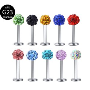 G23 Titanium Lip Stud 8mm Ball Flat Bottom Rod Earrings Body Piercing Jewelry