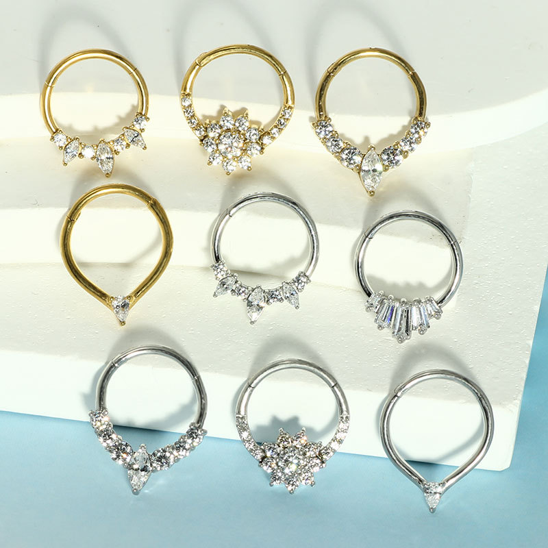 Full Body 316 Stainless Steel Claw Zircon Water Drop Flower Nose Ring Ear Bone Ring Fashion Nose Ring - Image 4