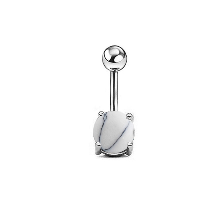 5-Piece Opal Pine Stone Navel Ring Set - Stainless Steel Belly Button Piercing Jewelry for Women - Image 4