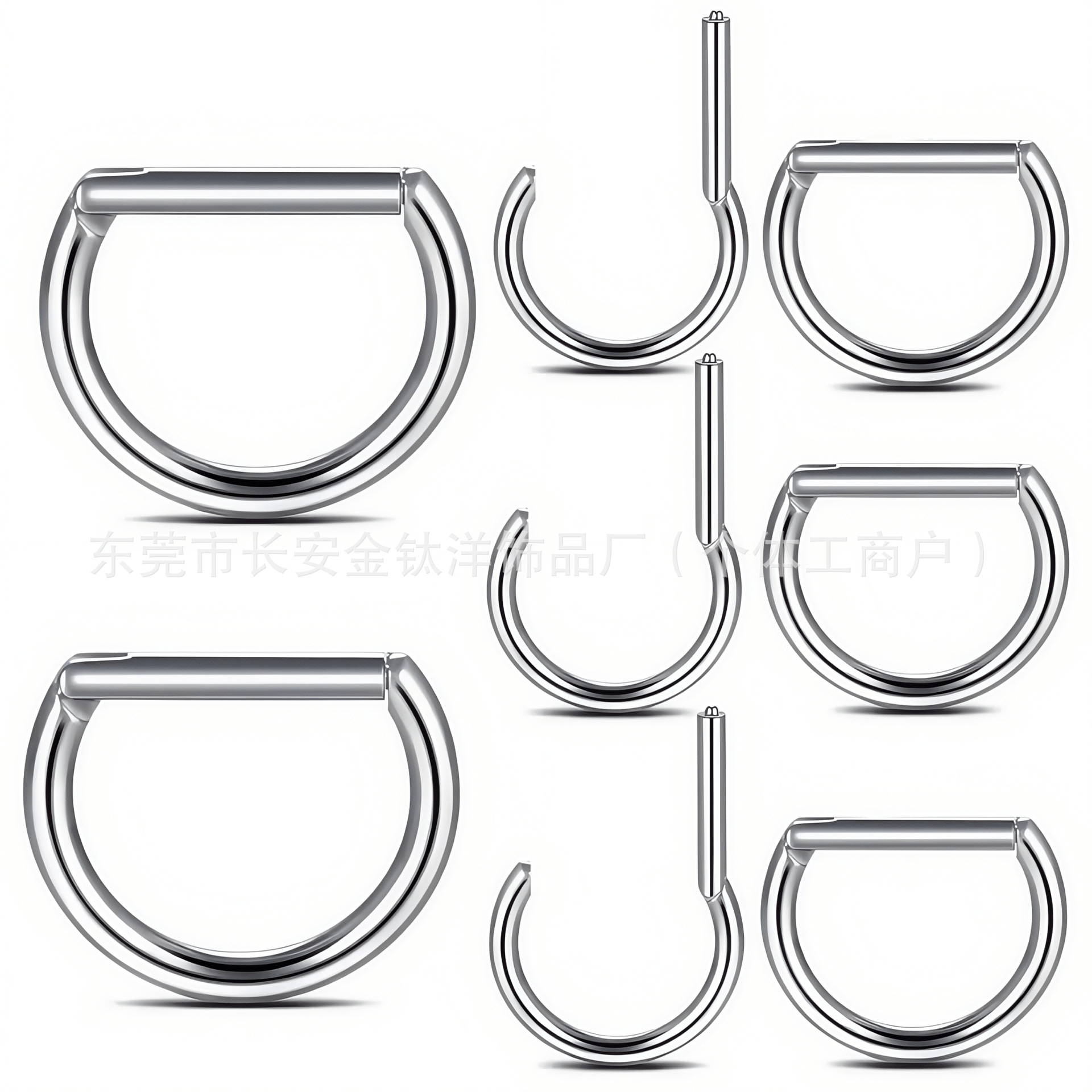 F136 Titanium D-Shaped Nose Ring Closed Ring Hoop Ear Bone Ring G23 Titanium Alloy Body Piercing Jewelry - Image 2