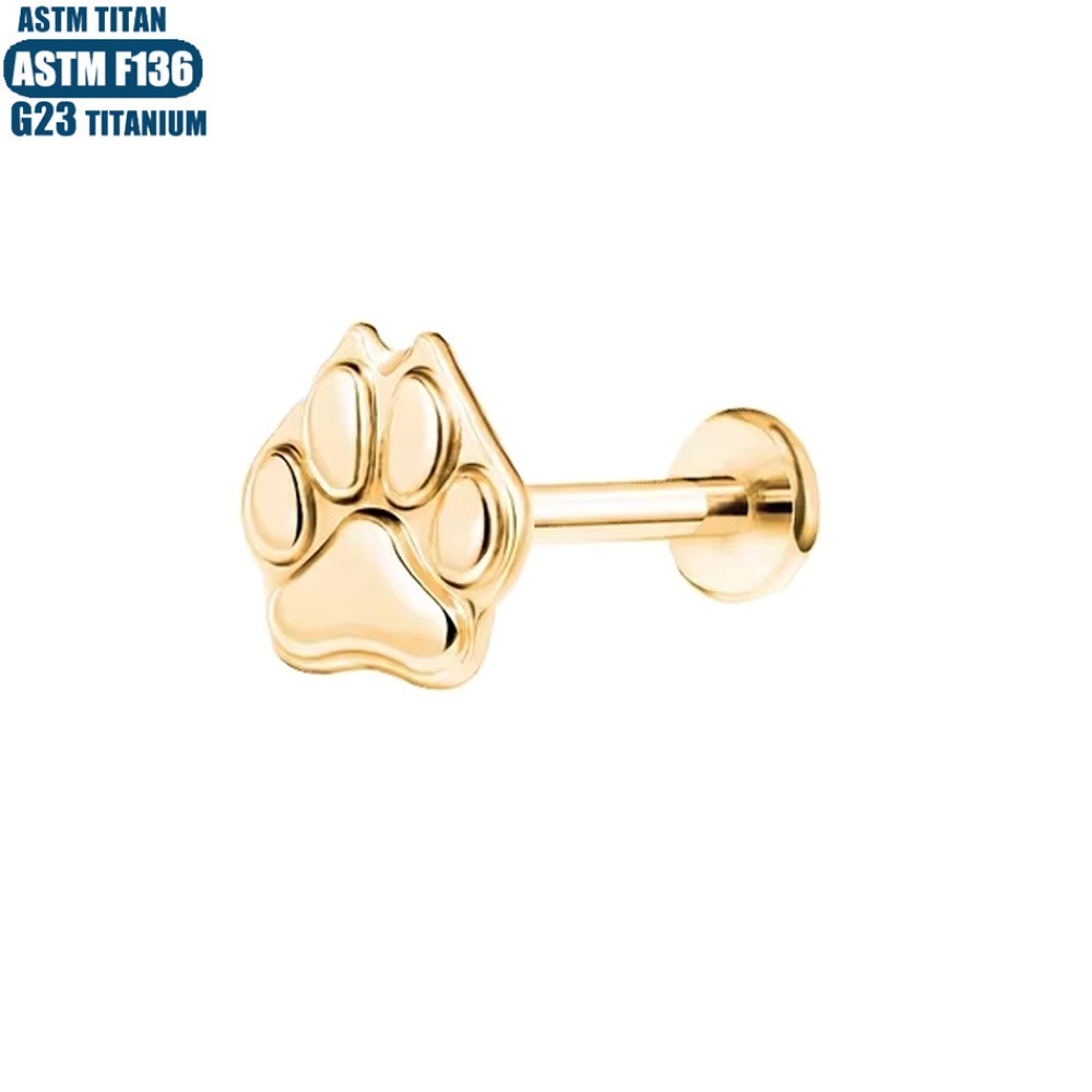 F136 Titanium Alloy Implant Grade Bear Paw Lip Nail Inner Tooth Thread Conch Piercing Earring Lip Ring - Image 3
